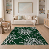 Geometric Modern Green Emerald Green Snowflake Geometric Area Rug