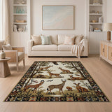 Giraffe and Spotted Deer Wildlife Area Rug