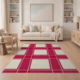 Rustic Farmhouse Classic Red Gingham Check Area Rug