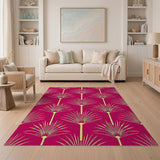 Pink Papyrus Frond Geometric Area Rug