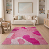 Fluffy Pink Cow Spot Shag Area Rug
