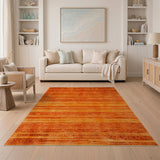 Vibrant Orange Geometric Tribal Area Rug