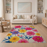 Vibrant Multi-Color Dahlia Floral Area Rug