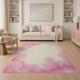 Pink Fluid Contour Abstract Area Rug