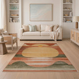 Terracotta Sun Horizon Geometric Area Rug