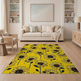 Vibrant Yellow Sunflower Pattern Yellow Area Rug