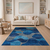 Blue and Teal Abstract Blue Teal Organic Shapes Area Rug
