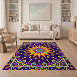 Vibrant Purple Peacock Mandala Area Rug
