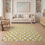 Golden Geometric Lattice Area Rug