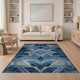Blue Teal Southwestern Geometric Southwestern Area Rug