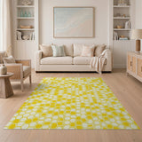 Vibrant Yellow Honeycomb Geometric Area Rug