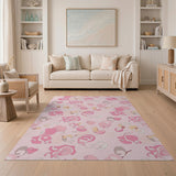 Whimsical Pink Abstract Blobs Area Rug