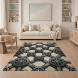 Industrial Gear Lattice Distressed Rug