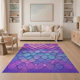 Mermaid Scales Area Rug in Pink Purple Teal
