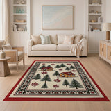 Rustic Woodland Cabins Area Rug