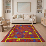 Vibrant Tribal Handprint Area Rug