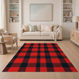 Bold Black Red Bold Red Black Buffalo Plaid Area Rug
