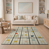 Vibrant Color Block Grid Area Rug