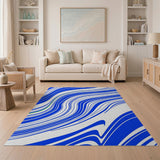 Dynamic Blue Wavy Lines Area Rug