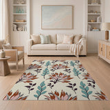 Vibrant Pink Orange Teal Floral Area Rug