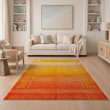 Sunset Gradient Geometric Woven Rug