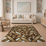 Geometric Modern Beige Woven Basket Weave Area Rug
