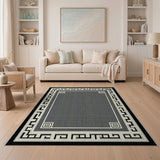 Greek Key Black Border Gray Area Rug