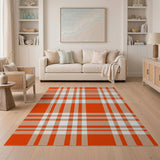 Bold Orange Tan Plaid Rustic Farmhouse Rug