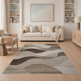 Wavy Beige Abstract No. 2 Area Rug