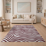 ODIKA Abstract Wavy Line Washable Area Rug - Low Pile Non-Slip Modern Carpet