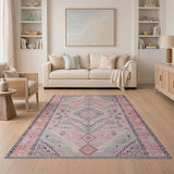 Pink Pink Grey Heritage Tribal Area Rug