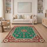 Traditional Persian Green Star Medallion Rug