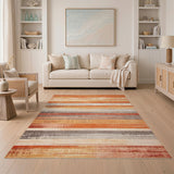 Orange Distressed Orange Striped Area Rug