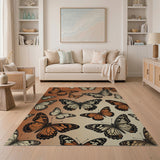 Orange Orange Butterfly Pattern Area Rug