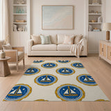 Nautical Ship Seal Medallion Pattern Rug