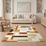 Brown and Tan Geometric Modern Geometric Brown Tan Area Rug