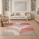 Abstract Arch Area Rug in Pink Orange Cream