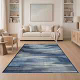 Blue Wavy Stripe Abstract Area Rug