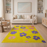 Playful Smiling Daisy Yellow Area Rug