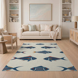 Nautical Blue Snapper Fish Coastal Rug