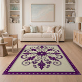 Elegant Purple Floral Medallion Area Rug