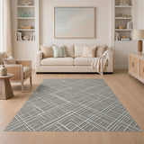 Modern Grey Intersecting Lines Geometric Rug