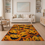 Grinning Jack-o'-Lantern Pumpkin Cluster Area Rug