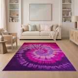Vibrant Pink Purple Tie-Dye Spiral Area Rug