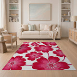 Vibrant Pink Flower Scatter Area Rug
