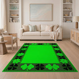 Green Green Shamrock Border Area Rug
