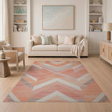 Bold Orange Triangle Geometric Area Rug