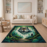 Enchanted Forest Wolf Area Rug