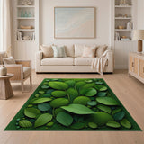 Green Lush Green Leaves Abstract Area Rug