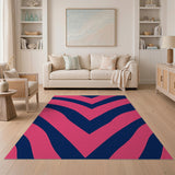 Bold Pink Navy Zigzag Area Rug